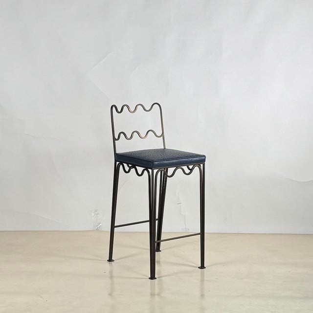 Set of 3 'Méandre' Counter Stools by Design Frères For Sale In Los Angeles - Image 6 of 9