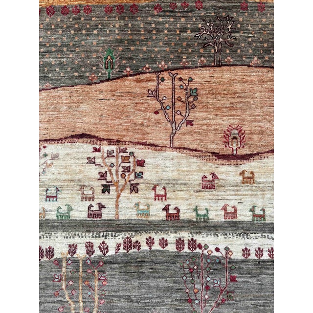 Textile Vintage Persian Gabbeh Wool Landscape Rug – 170x241 Cm For Sale - Image 7 of 18