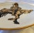 Wood China Plate on Stand Golden Horse Design For Sale - Image 7 of 12