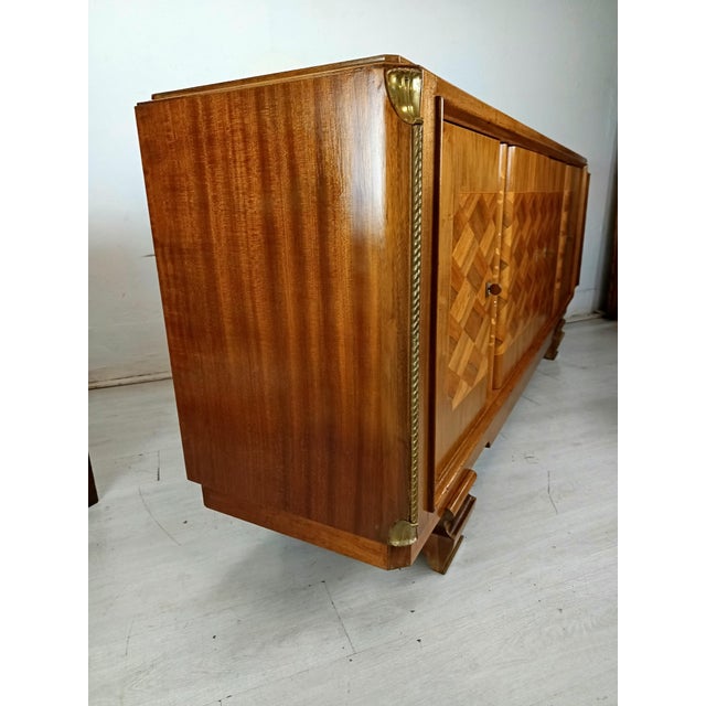 Tan Mid-Century Marquetry Sideboard, 1940s For Sale - Image 8 of 18