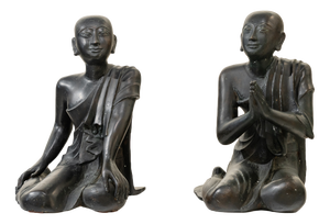 Unknown, Thai Monks, 1800s, Bronze and Terracotta, Set of 2