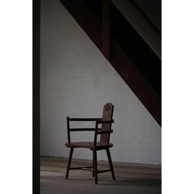 Scandinavian Folk Art Wooden Armchairs with Hand-Carved Motifs, 1920s, Set of 2 For Sale - Image 4 of 18