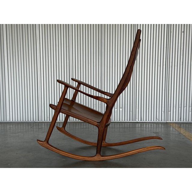 Sam Maloof Style Sculptural Rocking Chair by Harold Dodson, Pickens Sc, 2006 For Sale - Image 10 of 12
