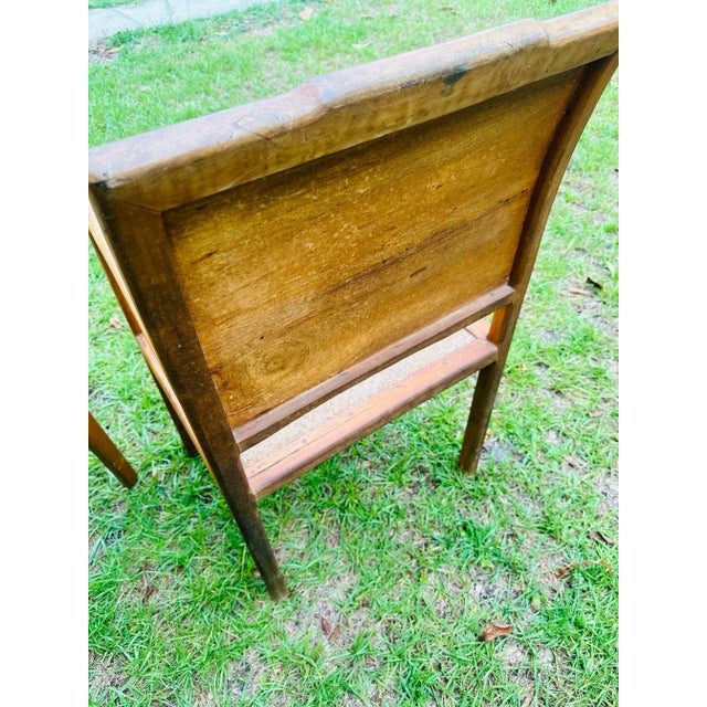 1900 - 1909 Vintage Asian Cane and Elm Chairs, a Pair For Sale - Image 5 of 9