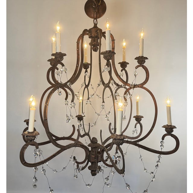 Vintage Chandelier-Visual Comfort & Co. “Lombardy” 12-Light Crystal Chandelier by Niermann Weeks – Signature Collection A...