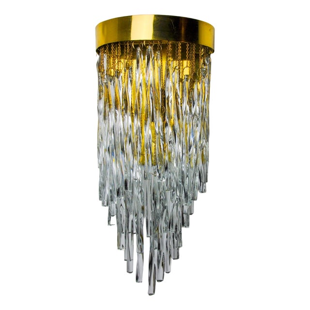 Waterfall Wall Lamp in Murano Glass Rods from Venini, Italy, 1970s For Sale