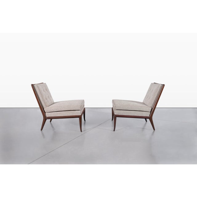 1950s Vintage Walnut Slipper Lounge Chairs by t.h. Robsjohn-Gibbings for Widdicomb For Sale - Image 5 of 14
