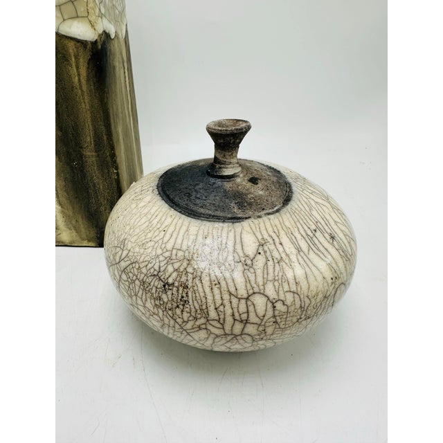 1970s Set of Two Studio Pottery Raku Vases For Sale - Image 5 of 7