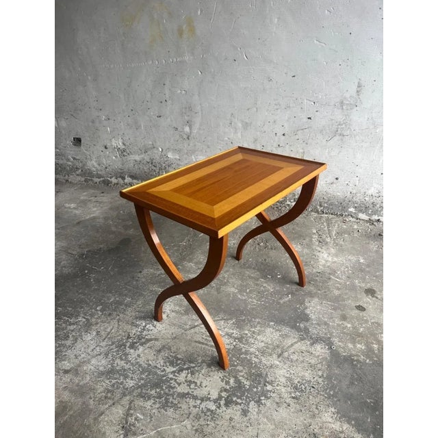 X-Shaped Leg Side Table For Sale - Image 5 of 13