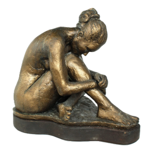 Ext. Large Signed French Bronze Overlay Sitting Nude Statue/16"