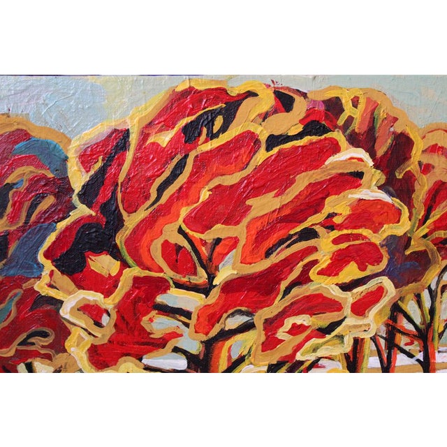 Abstract "Trees in the Wind" Fall Landscape Semi-Abstract Acrylic Painting by Natalia Bessonova For Sale - Image 3 of 8