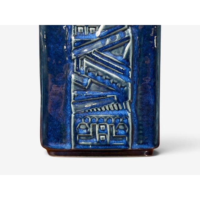 Désirée Stentøj, Blue Glazed Stoneware, Large Table Lamp, Denmark, 1970s For Sale - Image 9 of 12
