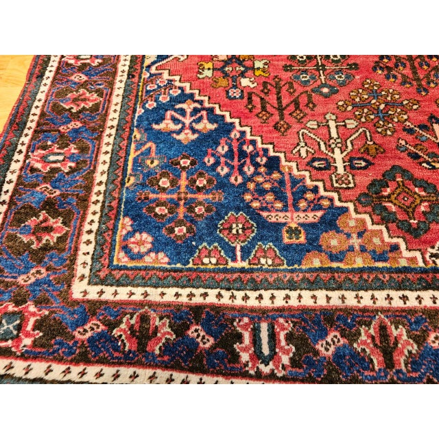 Vintage Persian Joshegan Kashan Rug, Hand-Knotted Wool, Weeping Willow Pattern, Red & Blue, 5x7 For Sale - Image 10 of 13