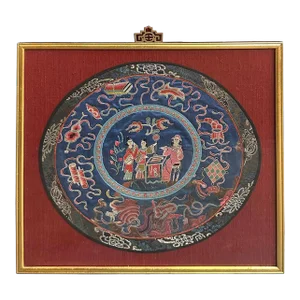 Framed Antique Chinese Qing Dynasty Embroidery 24lp111