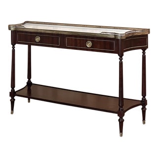 19th Century French Directoire Mahogany Marble Top Console ~ Sofa Table For Sale