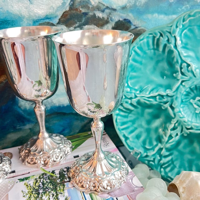 Metal Vintage Reed & Barton "Burgundy" Silverplated Goblets - Set of 7 For Sale - Image 7 of 15
