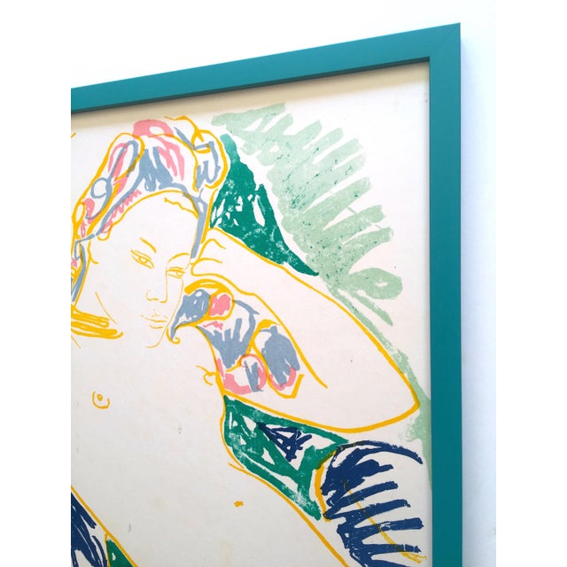 アラン・ボンヌフォア　Alain Bonnefoit　肉筆油絵　着払限定 大きい Alain Bonnefoit Vintage 1972 Silkscreen Print Framed