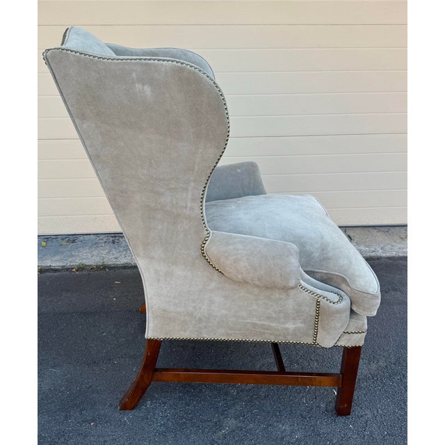 American Ralph Lauren Suede Devonshire Chair For Sale - Image 3 of 8