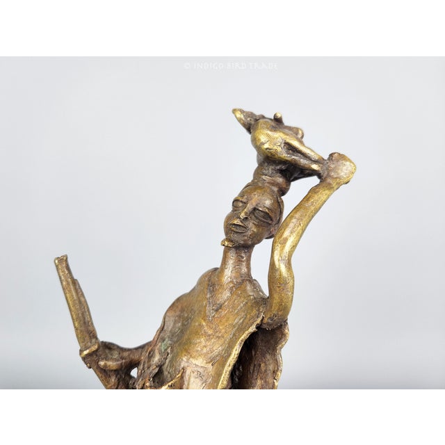 Tribal Early 20th Century Antique African Tribal Hand Made Bronze Hunter Sculpture - Benin / Ashanti For Sale - Image 3 of 8