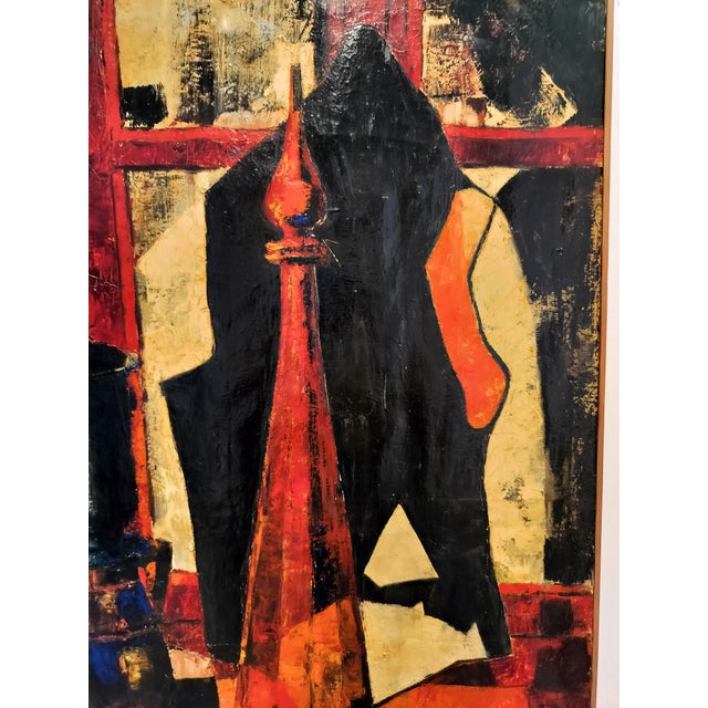 Abstract Expressionism Early 1960s Jacques Lamy Still Life Oil Painting "The Black Vest" For Sale - Image 3 of 9