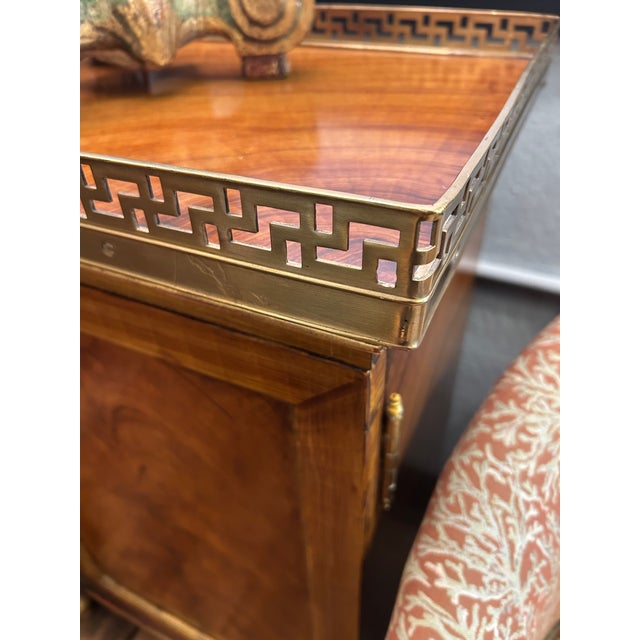 French Vintage Louis XVI Flame Mahogany Sideboard With Greek Key Gallery For Sale - Image 11 of 15