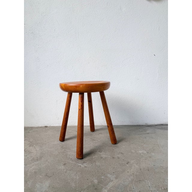 Wood Pine Stool attributed to Charlotte Perriand for Les Arcs, 1960s For Sale - Image 7 of 18