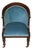English Regency Style Mahogany Barrel Library Chair in Blue Velvet For Sale