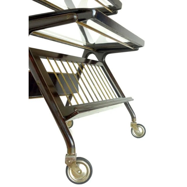 Mid-Century Brass & Rosewood Trolley by Cesare Lacca, Italy, 1950s For Sale - Image 6 of 9