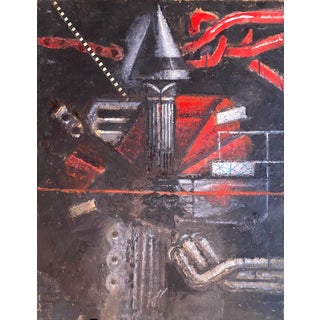 Nick de Angelis, Mixed Media Collage Oil Painting Futuristic Abstract Expressionist Machine Art For Sale