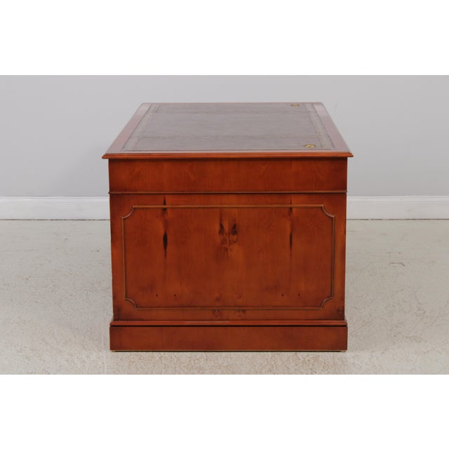 Reprodux Bevan Funnel Leather Top Yew Wood Desk For Sale - Image 15 of 18