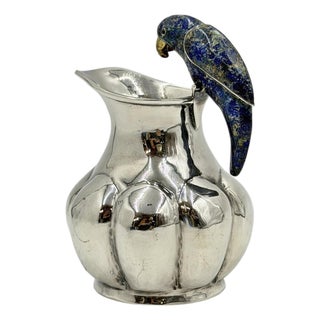 1970s Los Castillo Taxco Silver Plate & Lapis Parrot Pitcher For Sale