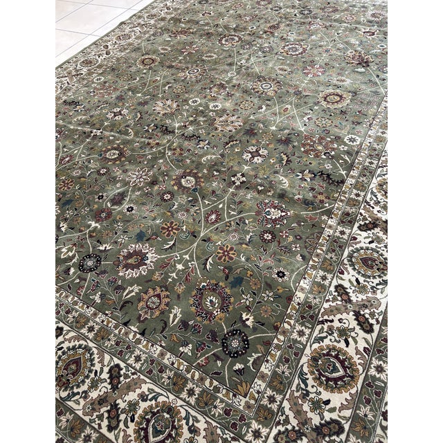 Wool pile genuine hand made very fine Indo Persian Tabriz design rug hand woven by a master weaver with the finest quality...