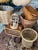 Brown Vintage Hand Woven Wicker Basket With Brown Handle For Sale - Image 8 of 10