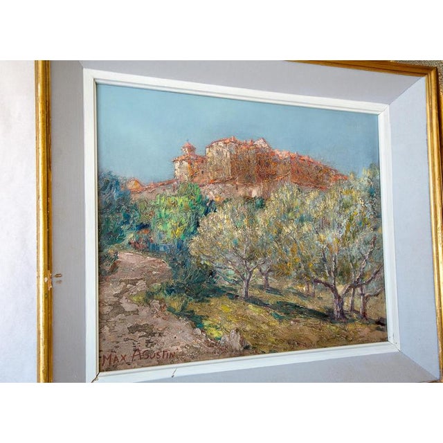 Max Agostini, View of the Côte d'Azur, 20th Century, Oil on Panels, Set of 2 For Sale - Image 5 of 5