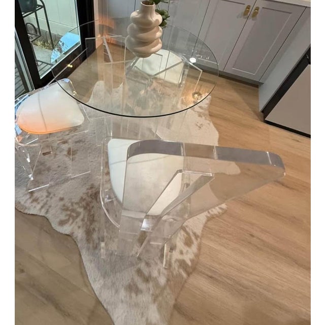 1980s Postmodern Lucite Dining Set Costantini Style For Sale - Image 4 of 7