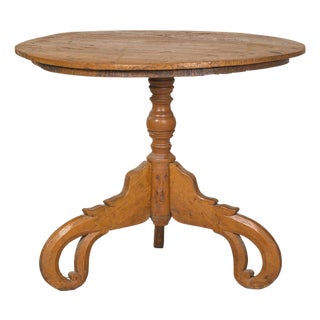 Dutch Colonial Teak Pedestal Side Table with Tripod Base, Early 20th Century For Sale