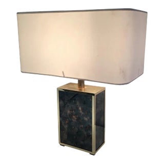 Foxed Glasses and Gild Metal Lamp in the Style of Aldo Tura, circa 1970 For Sale