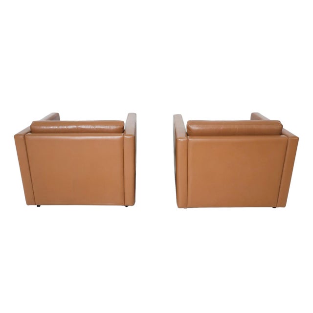 Mid-Century Modern Midcentury Modern Caramel Club Chairs by Charles Pfister for Knoll - A Pair For Sale - Image 3 of 14