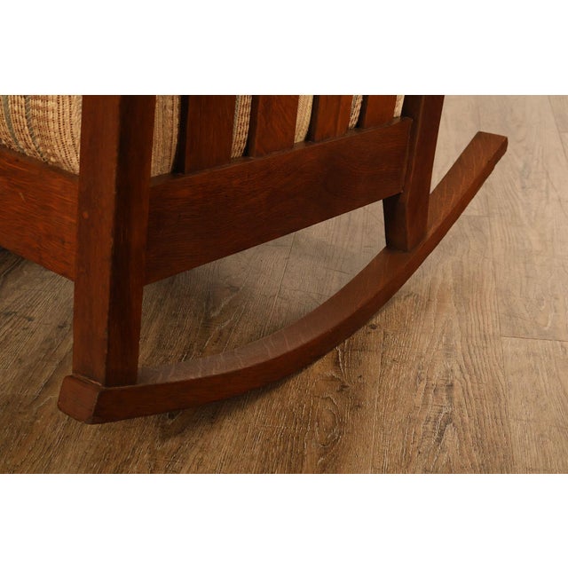 Antique Lifetime Arts And Crafts Oak Rocking Chair For Sale - Image 12 of 18
