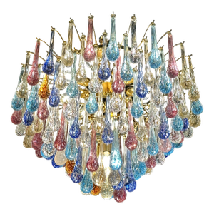 Huge Scenographic Multicolor "Drops" Murano Glass Chandelier by Simoeng