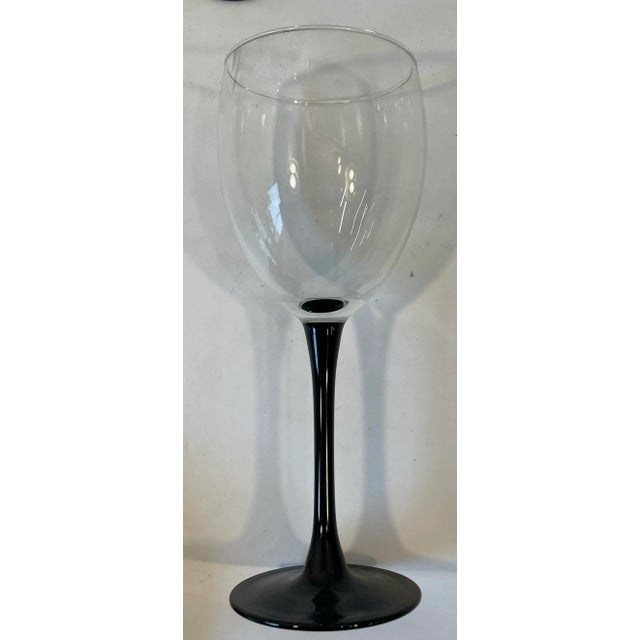 Mid 20th Century Vintage Black Stem Wine Glasses - Set of Four For Sale - Image 5 of 8