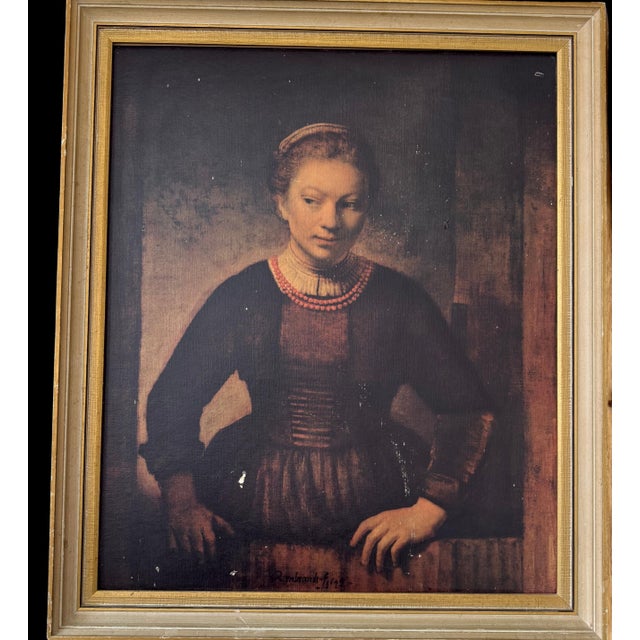 Reproduction on hard board like material of Rembrandt's Young Woman at an Open Half Door. About the piece: Originally...