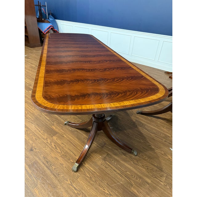 Leighton Hall Furniture Georgian Style Multi-Banded Mahogany Dining Table by Leighton Hall - Showroom Sample For Sale - Image 4 of 16