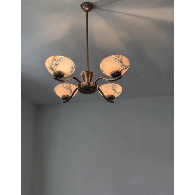 Mid-Century Modern 4-Arm Pendant Light by Paavo Tynell for Oy Taito, 1940s For Sale - Image 3 of 18