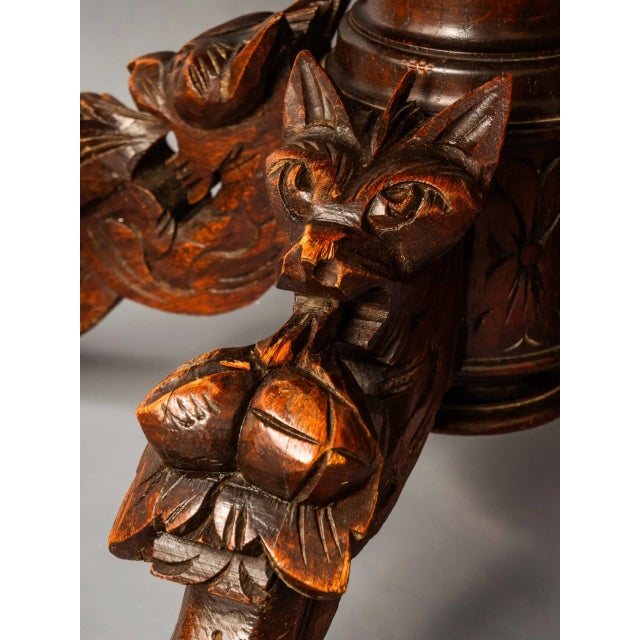 Antique Round Extendable Hunting Table with Carvings For Sale - Image 3 of 8