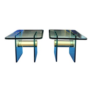 Vintage Pace Collection Brass & Glass Side Tables--A Pair For Sale