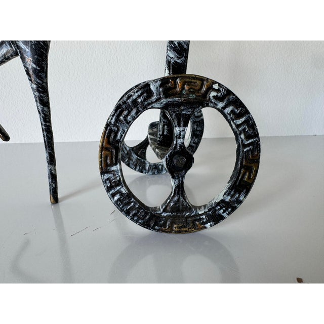 Bronze Vintage Frederic Weinberg Style Etruscan Horse Chariot Sculpture/Sold For Sale - Image 8 of 9