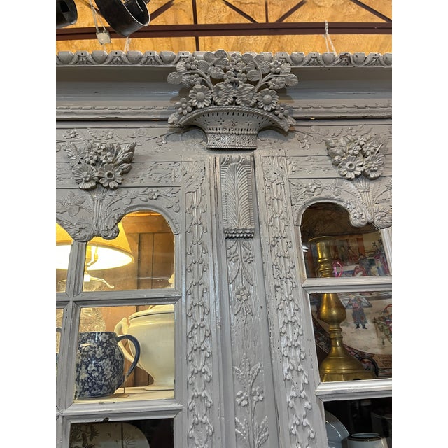 Late 19th Century Painted French 2 Piece Cabinet. Cabinet Has Pegs That Go in to Bottom Piece For Sale In Dallas - Image 6 of 9