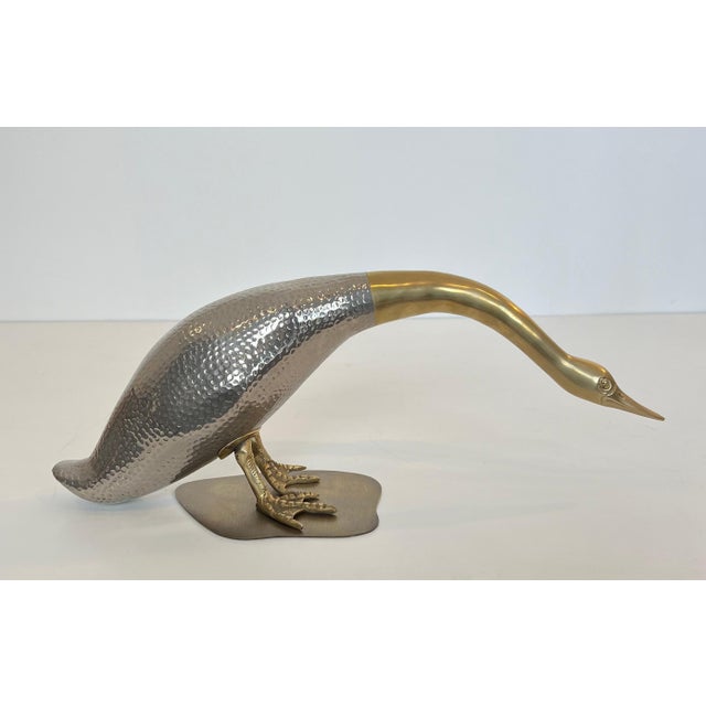 Mid-Century Modern 1970s Set of 2 silver and brass ducks For Sale - Image 3 of 12