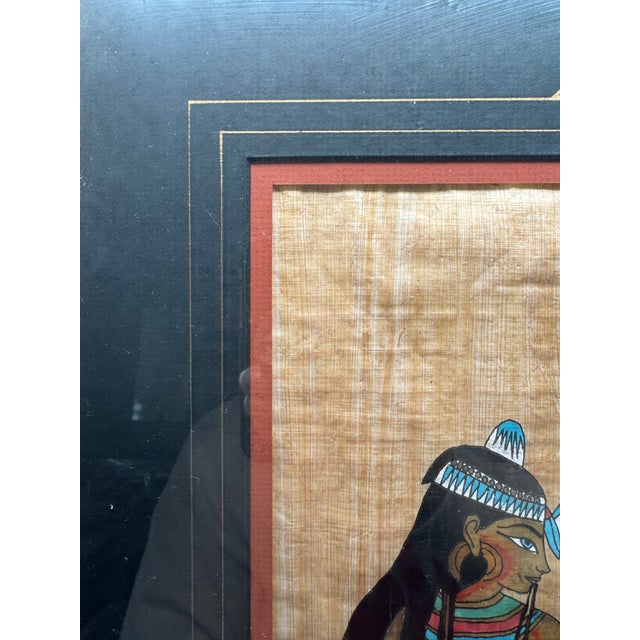 Textile Vintage Late 20th Century Hand-Painted Egyptian Papyrus "Musicians of Amun"-Framed For Sale - Image 7 of 18